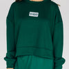 The Ava Airy Crewneck Go Green Go White Woven Label | Dark Green