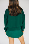 The Ava Airy Crewneck Go Green Go White Woven Label | Dark Green