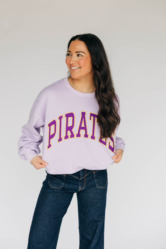 The Mallory Crewneck Pirates Applique (ECU) | Lavender