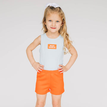 The Alli Ribbed Tank War Eagle Woven Label | Youth light blue