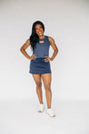 The Anna Active Skort War Eagle Woven Label | Navy