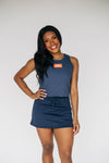 The Anna Active Skort War Eagle Woven Label | Navy