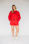 The Ava Airy Crewneck Go Dawgs Woven Label | Bright Red