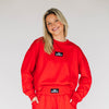 The Ava Airy Crewneck Go Dawgs Woven Label | Bright Red