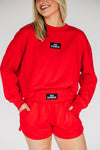 The Ava Airy Crewneck Go Dawgs Woven Label | Bright Red