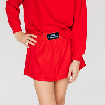 The Alli Tennis Skort Go Dawgs Woven Label | Youth Bright Red