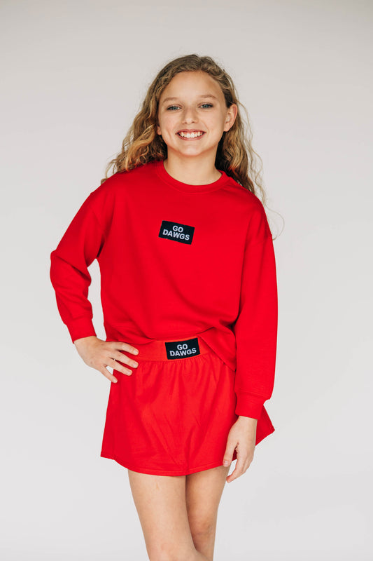 The Alli Tennis Skort Go Dawgs Woven Label | Youth Bright Red