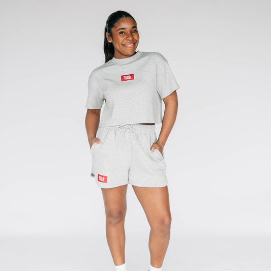 The Kristen Airy Lounge Shorts Roll Tide Woven Label | Heather Grey