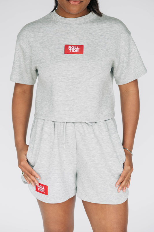 The Kristen Airy Tee Roll Tide Woven Label | Heather Grey