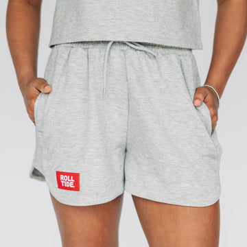 The Kristen Airy Lounge Shorts Roll Tide Woven Label | Heather Grey