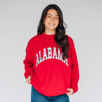 The Madi Classic Mockneck Alabama Applique | Crimson