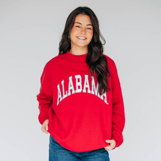 The Madi Classic Mockneck Alabama Applique | Crimson