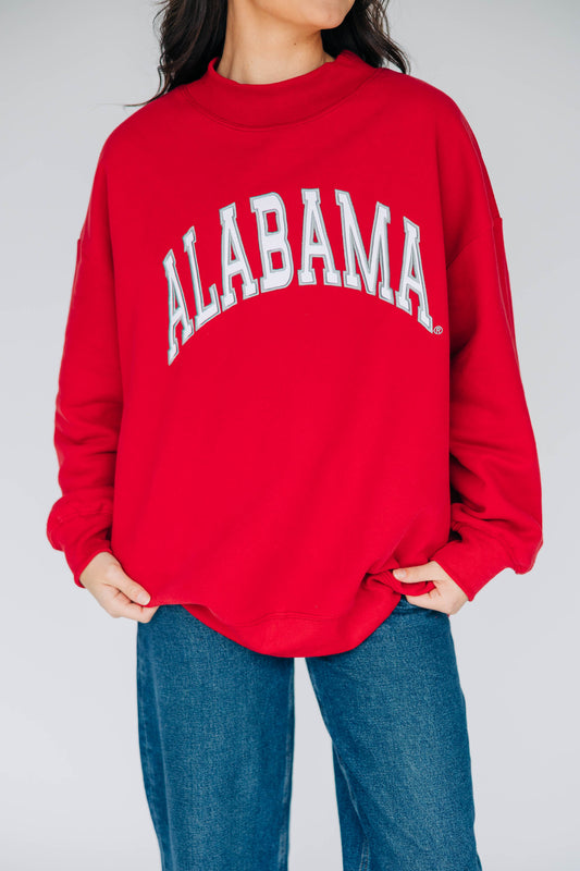 The Madi Classic Mockneck Alabama Applique | Crimson