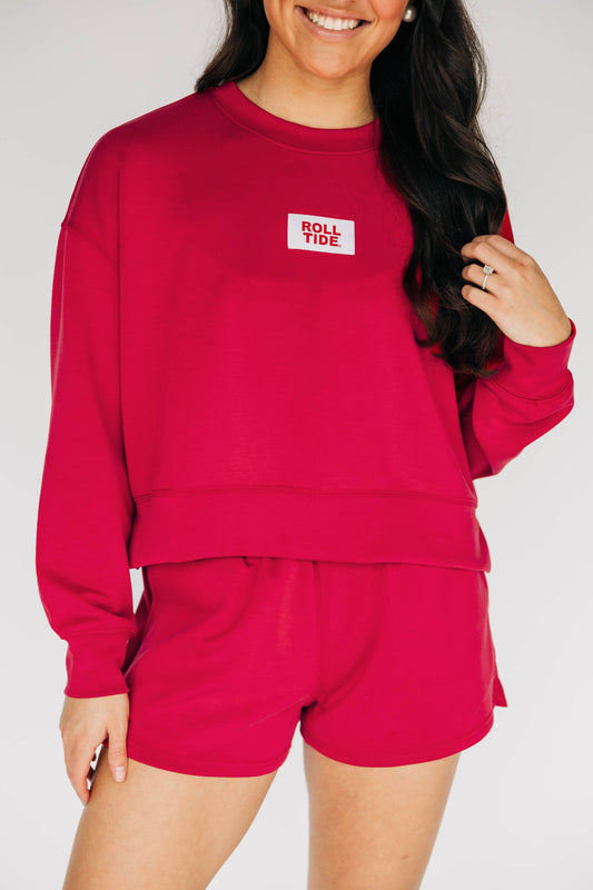 The Ava Airy Shorts Roll Tide Woven Label | Crimson