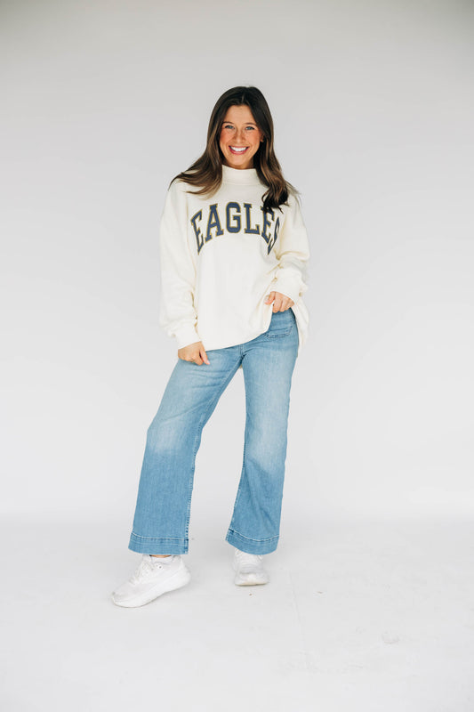 The Madi Classic Mockneck Eagles Applique | Bone