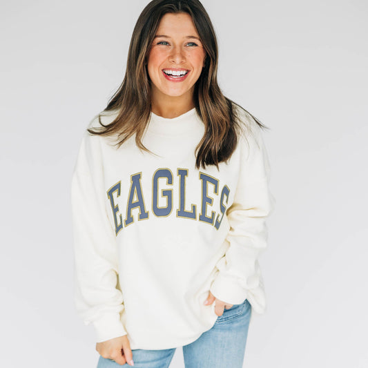 The Madi Classic Mockneck Eagles Applique | Bone