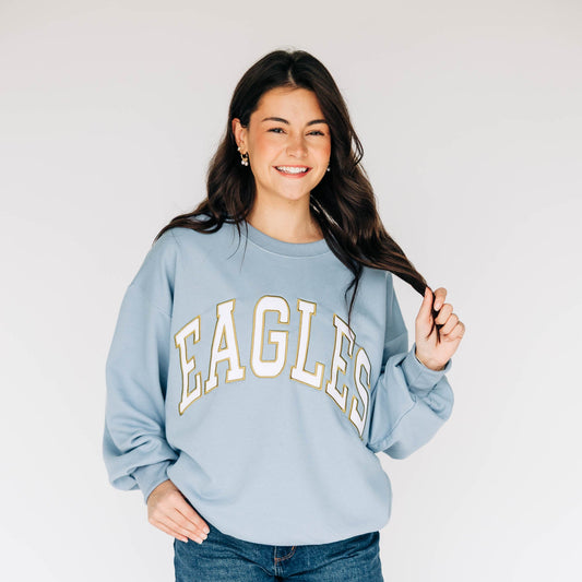 The Mallory Crewneck Eagles Applique | Denim