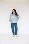 The Mallory Crewneck Eagles Applique | Denim