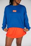 The Ava Airy Crewneck Fighting Gators Woven Label | Royal