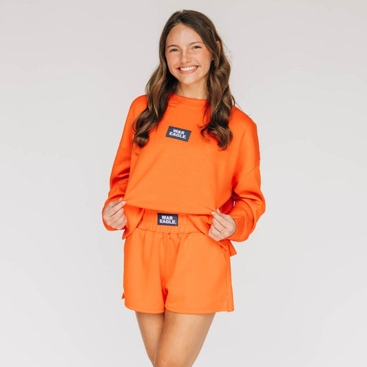 The Ava Airy Crewneck War Eagle Woven Label | Orange