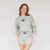 The Ava Airy Crewneck War Eagle Woven Label | Heather Grey
