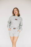 The Ava Airy Crewneck War Eagle Woven Label | Heather Grey