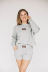 The Ava Airy Crewneck War Eagle Woven Label | Heather Grey
