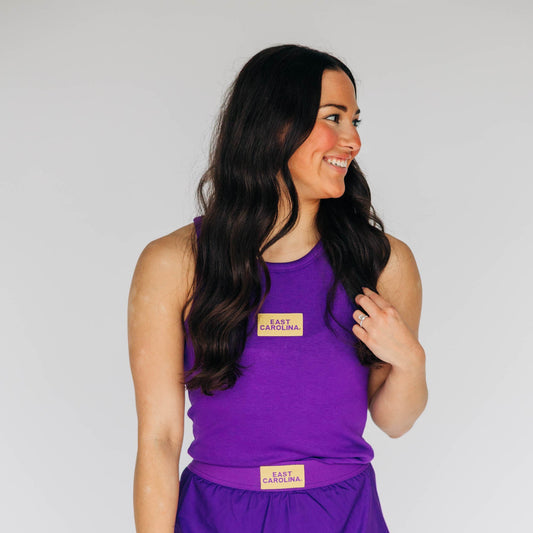 The Alli Airy Tank East Carolina (ECU) Woven Label | Purple