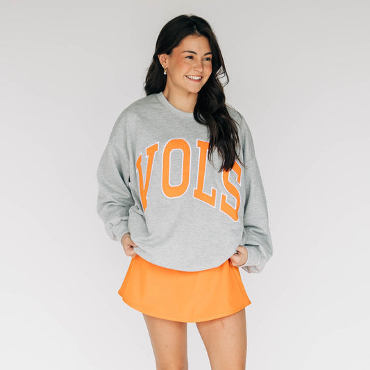 The Mallory Crewneck Vols Applique Arch | Heather Grey