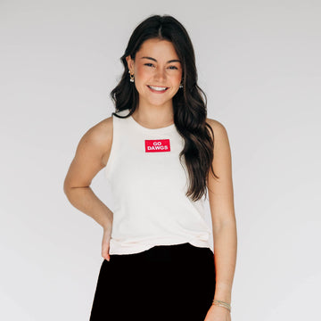 The Alli Ribbed Tank Go Dawgs Woven Label | Bone
