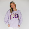 The Mallory Crewneck Tigers Applique | Lavender