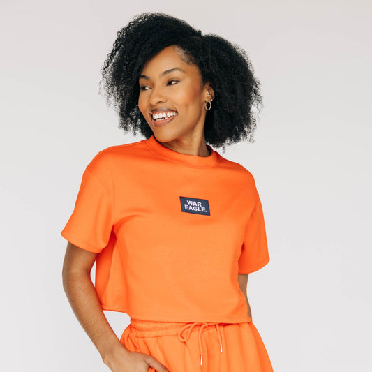 The Kristen Airy Tee War Eagle Woven Label | Orange