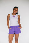 The Alli Ribbed Tank Geaux Tigers Woven Label | Lavender
