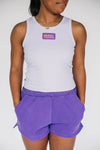 The Alli Ribbed Tank Geaux Tigers Woven Label | Lavender