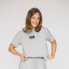 The Kristen Airy Tee War Eagle Woven Label | Heather Grey