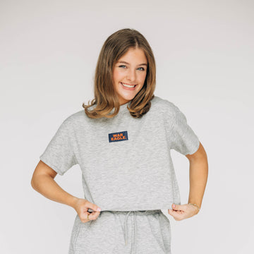 The Kristen Airy Tee War Eagle Woven Label | Heather Grey