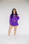 The Ava Airy Crewneck Geaux Tigers Woven Label | Purple