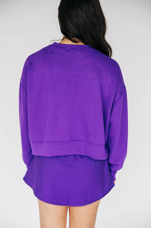 The Ava Airy Crewneck Geaux Tigers Woven Label | Purple