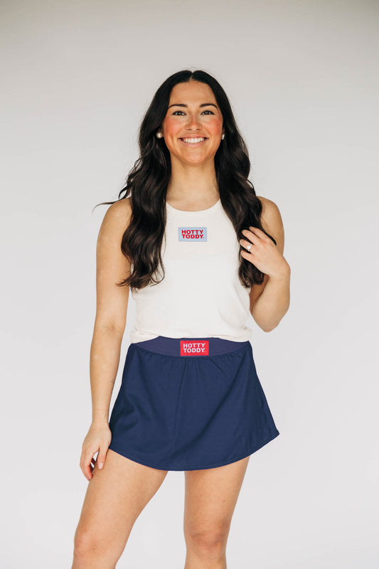 The Alli Ribbed Tank Hotty Toddy Woven Label | Bone