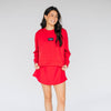 The Ava Airy Crewneck Wooo Pig Sooie Woven Label | Crimson