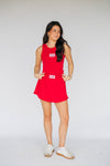 The Alli Airy Tank Boomer Sooner Woven Label | Crimson