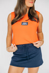 The Anna Active Tank War Eagle Woven Label | Orange