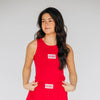 The Alli Airy Tank Boomer Sooner Woven Label | Crimson