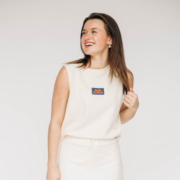 The Anna Active Tank War Eagle Woven Label | Bone