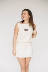 The Anna Active Skort War Eagle Woven Label | Bone