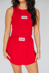 The Alli Tennis Skort Boomer Sooner Woven Label | Crimson