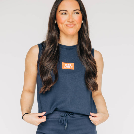The Anna Active Tank War Eagle Woven Label | Navy