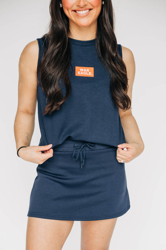 The Anna Active Tank War Eagle Woven Label | Navy