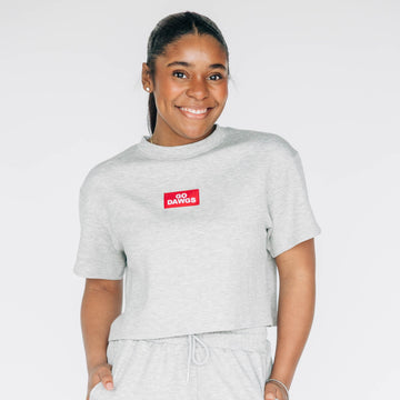 The Kristen Airy Tee Go Dawgs Woven Label | Heather Grey