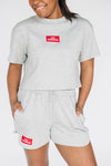 The Kristen Airy Lounge Shorts Go Dawgs Woven Label | Heather Grey